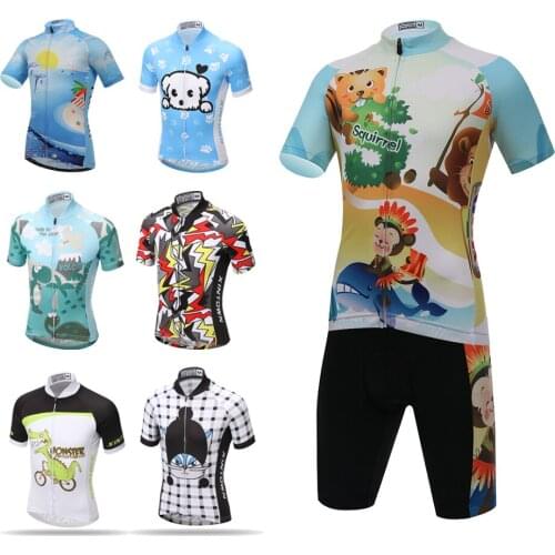 Cycling Jersey Sets Kids Cycling Clothing MTB Bicycle Summer Breathable Children Bike Wear Short Sleeve