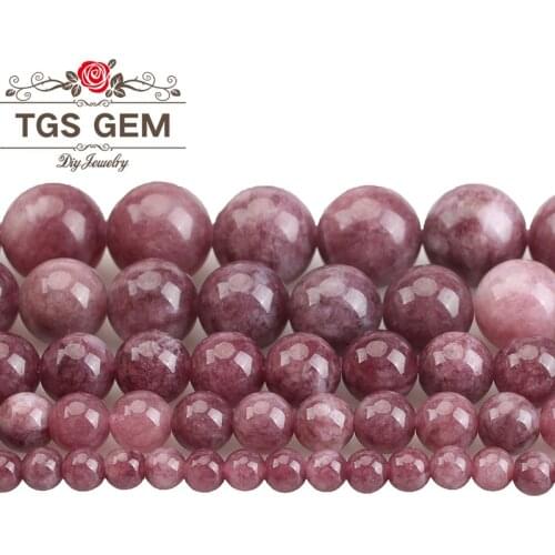 Natural Gem Stone Beads Lepidolite Stone Round Loose Beads For Bracelet Jewelry Making 4 6 8 10 12mm