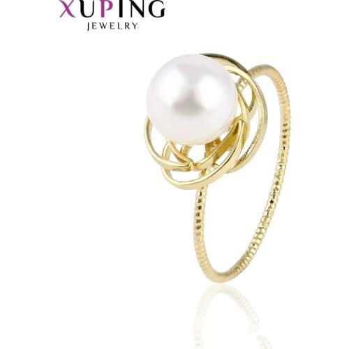 Xuping New Arrival Rings Women Girls Imitation Pearl Trendy Simple Jewelry Christmas Party Hot Sell Gift 15445