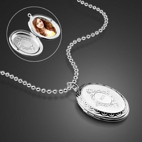 Fashion New Creative DIY Photo Necklace Woman 100% 925 Sterling Silver Oval Photo Box Necklace Silver Jewelry Gift Souvenir