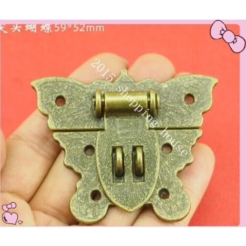 New butterfly lock Chinese antique collocation old copper lock cross open padlock lock ancient antique