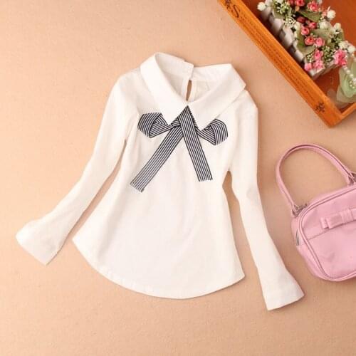 Girls Clothes 2019 Autumn School Girl White Blouse Children Clothing Cute Bow Cotton Blusas Child Shirt Kids Clothes Age 2-16Y