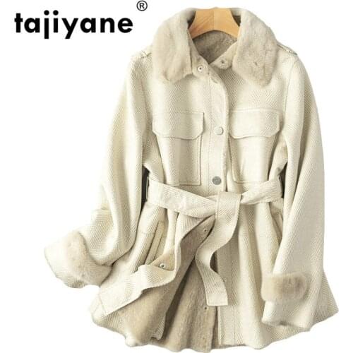 Real Coat Fur Wool Jacket Autumn Winter Coat Women Clothes 2021 Mink Fur Collar Korean Sheepskin Double-faced Fur Coats ZT983