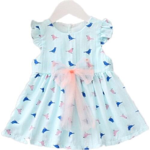 Girls Dresses Toddler Infant Baby Girls Summer Dress Princess Party Wedding Bow Dresses Little Bird Sleeveless Vestido 3 Colors