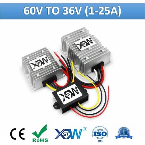 XWST DC DC 48V 60V 72V to 36V Step Down Buck Converter Aluminum Waterproof 36 Volt Voltage Regulator 1A to 25A DC Power Supply