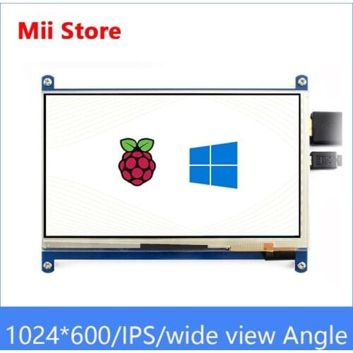 Raspberry Pi 7 inch 1024X600 IPS LCD Display HDMI-compatible Touch Screen for Raspberry Pi 4/4b/3B+ Support Windows 10/8/7