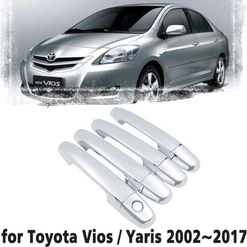 Luxury chrome door handle cover trim protection cover for Toyota Vios Yaris XP40 XP90 XP150 Belta 2002~2017Car accessory sticker