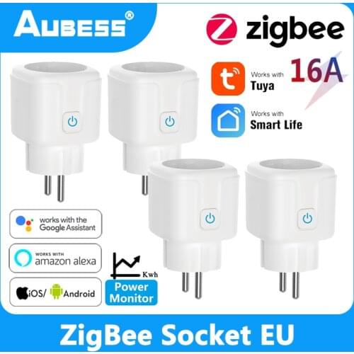 ZigBee Tuya Smart Life Plug Socket EU 16A 100-240V Power Monitor Works With Alexa Google Remote Timer Smart Home Automaiton