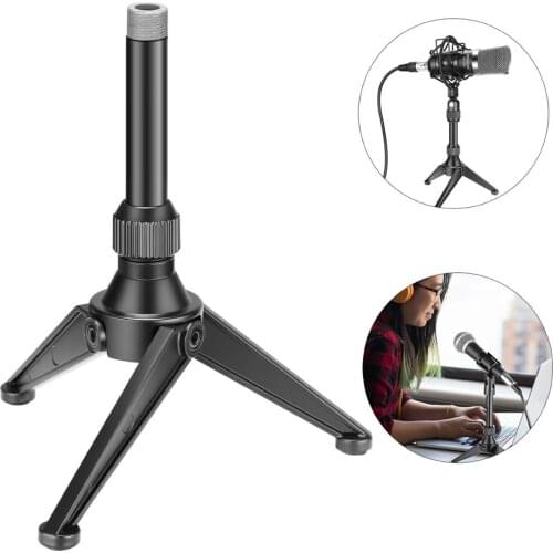 Neewer Foldable Iron Mini Desktop Microphone Tripod Stand, Adjustable Height 4.9 -7.5 inches/12.5 -19 cm for Lectures/Podcasts