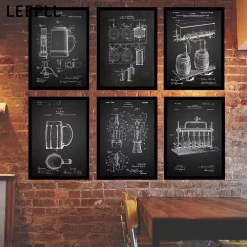 Nordic Modern Cafe Bar Retro Industrial Style Art Wall Decoration Painting Poster Painting Core Canvas Print