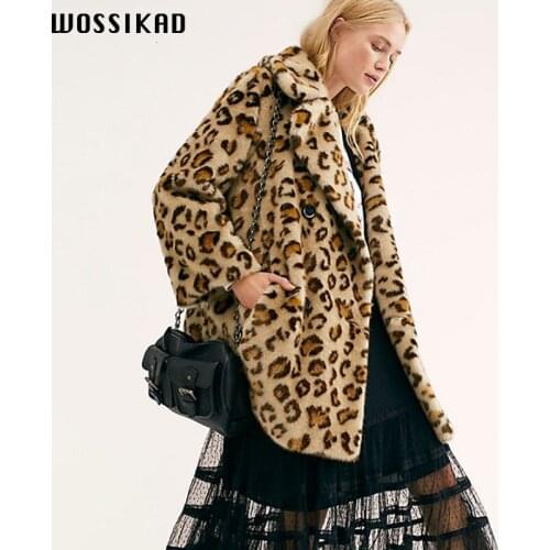 Loose Coat Woman Overcoat Winter Two-sided Down Leopard Print Lapel Long Sleeve Both Pocket Keep Warm Suit-dress Thickness