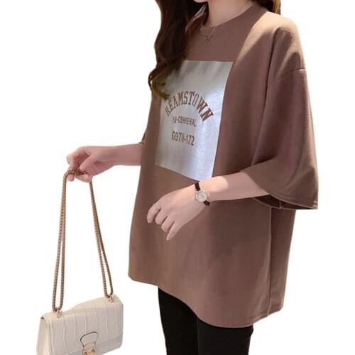 New Zuolunouba Casual loose tops summer tees Short sleeve reamstown Letter print O-neck T-shirt women