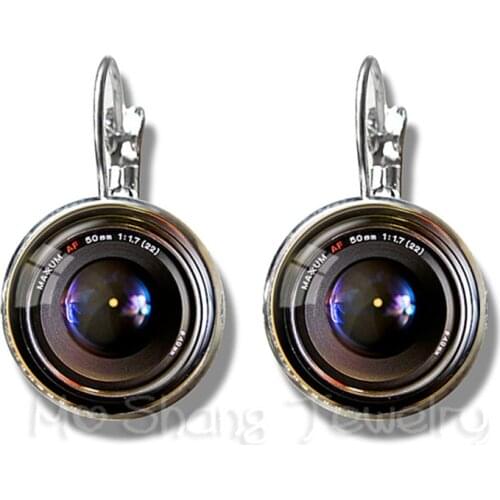 Dslr Lenses Art Picture Earrings Keep That Moment Forever Camera Lens Silver Plated Stud Earrings For Women Best Gift