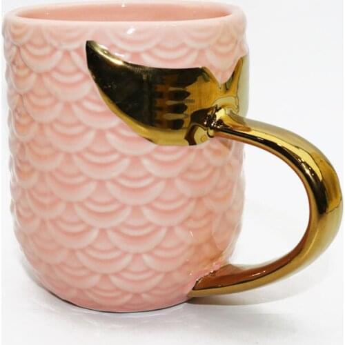 Golden Mermaid Tail Ceramic Mug with Handle Creative Tea Coffee Milk Personalized Mugs Fishtail Cup Novelty Gifts