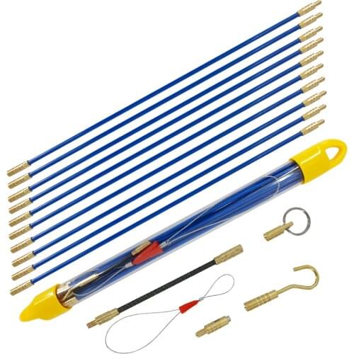 4mm*33cm Fiberglass Duct Rod Electrical Cable Puller Fiberglass Fish Tape Duct Rodder Push Pull Rod 10pcs