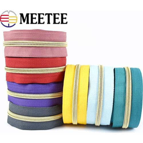 2/5/10m Meetee 5# Nylon Coil Code Zippers Decor DIY Sewing Bags Purse Garment Zip Material Accessories Colorful Available ZA030