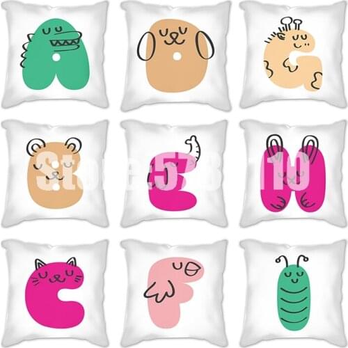 26 abstract animal letters Pattern Throw Pillow Case Cushion Covers for Home Sofa Chair Decorative Pillowcases poszewka 45x45cm