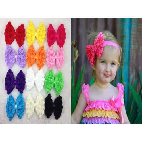 36pcs/lot 11cm Big Chiffon Rose Bows Shabby Vintage Chic Rosette Hair Bow Wholesale Boutique Hair Bows Free Shipping