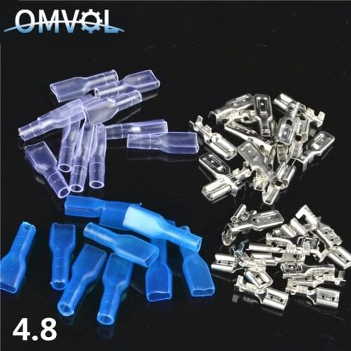 50set 4.8mm Crimp Terminal Female Spade Connector with Case