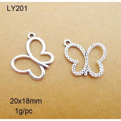 50pcs/lot 20x18mm Zinc Alloy Antique Silver Butterfly DIY Charms Pendants