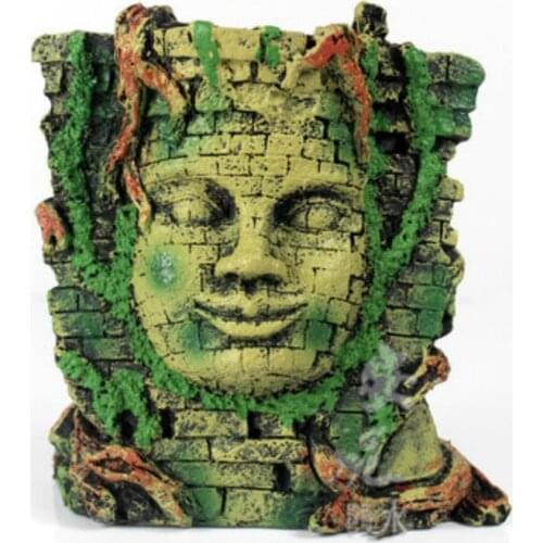 Aquarium Ornament imitates the ancient Roman column, the Roman style lovers face column is lifelike