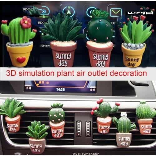 Car Air Conditioning Air Outlet Perfume Clip Creative Cute Air Freshener Cactus Perfume Clip Solid Balm Decorative Ornaments