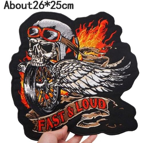FAST AND LOUD SKULL BIKER Embroidered Sewing Label punk biker Patches Clothes Stickers Apparel Accessories Badge