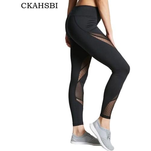 CKAHSBI Fitness Legging Black Yoga Pants High Waist Women Sexy Trousers Mesh Elastic Running Sport Pants Quick Dry Gym Leggings