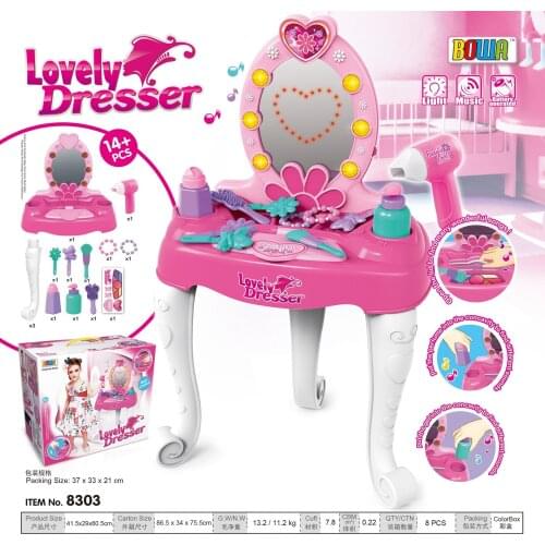 Children Christmas gift Pretend play Light music make-up toy Annaelsa Princess Girl toys juguete Party Simulation Dressing Table