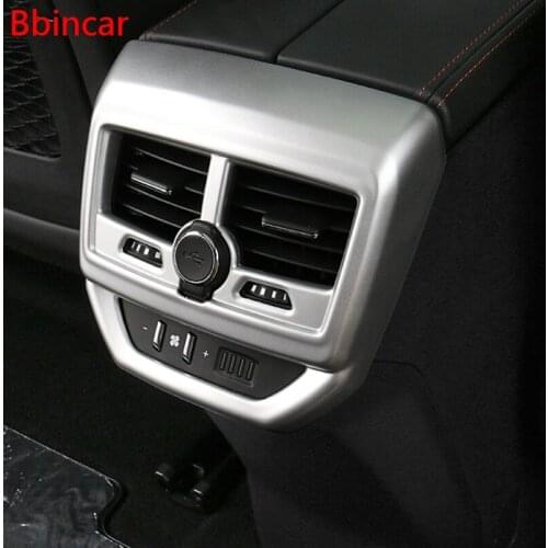 For Peugeot 5008 2017 New ABS Chrome Carbon Fiber Armrest Box Rear Air Vent Outlet Frame Trim Cover Car Styling 1piece