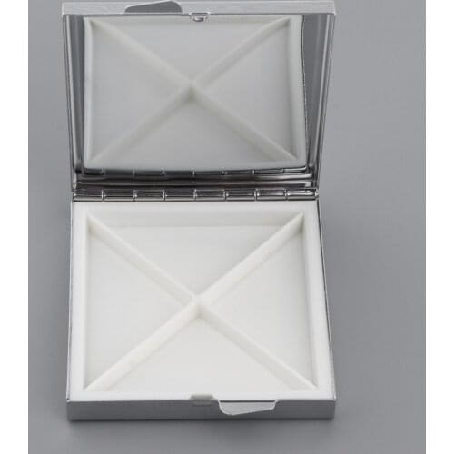 Travel 4 Compartments Dispenser Case Vitamin Storage Container Pill Box Tablet Organizer Pot W/ Makeup Mirror Holder