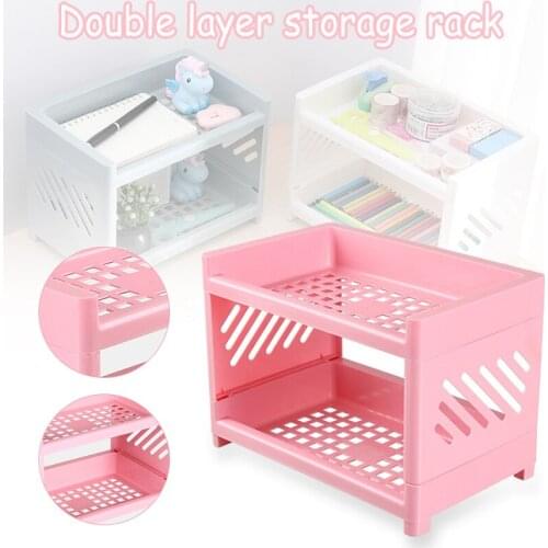 Double-Layer Stationery Storage Rack Hollow Holder Organizer for Bathroom Office TS1 Home Storage Organization