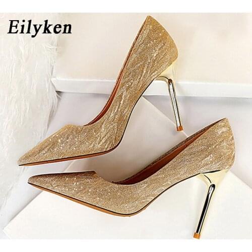 Eilyken European Womens Fashion Pointed Toe Shallow Thin High Heel Wedding Bridal Shoes Summer Sandals Sexy Nightclub Pumps
