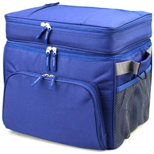 30L leakproof two partition thicken cooler bag ice pack food drinks wine vehicle insulated shoulder cool bag lunch picnic box