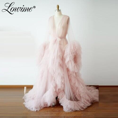 Custom Made See Through Tulle Long Evening Dresses 2020 Vestido Aibye Women Couture Dubai Prom Dress Saudi Arabic Party Gowns