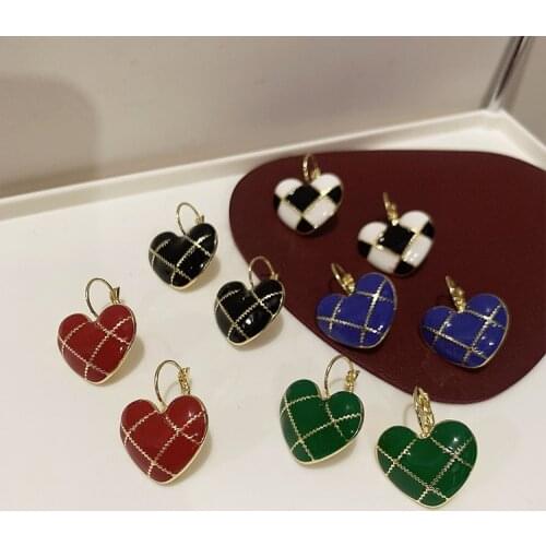 Classic Golden Heart Pendant Earrings For Women Fashion Simple Zircon Earrings Jewelry Gift