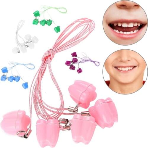 5pcs Plastic Baby Milk Tooth Storage Box with Rope Tooth Saver Organizer with Necklace Case Gift Childhood Memory for Kids