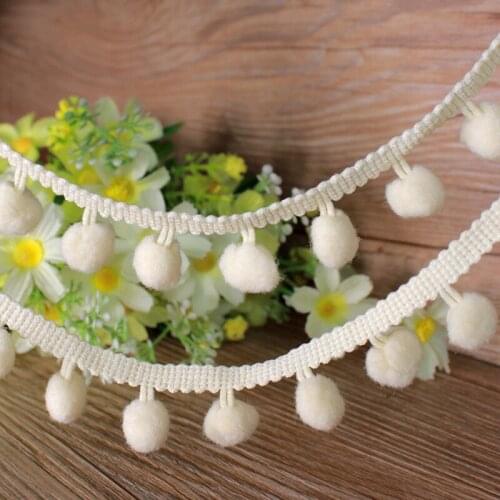 20Yards Pom Pom Ball Lace 10mm MINI Pearl Pompom Fringe Ribbon Clothing Curtain Pillow Decoration Lace