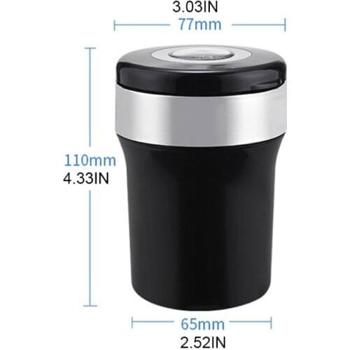 Easy Clean Up Detachable Car Ashtray with Lid Compass LED Light and Lighter 270E