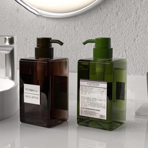 450ml Plastic Refillable Bottle Press Pump Shampoo Lotion Cosmetic Liquid Container for Personal Care Home Travel Reusable