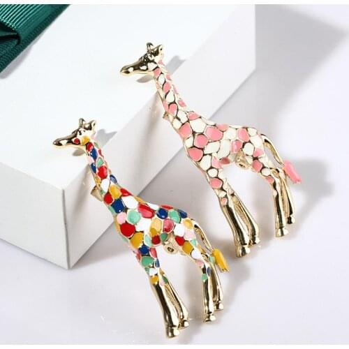 Fashion Giraffe Colorful Enamel Brooch Pin Collar Badge Clothes Decor rhinestone brooch Jewelry Gift