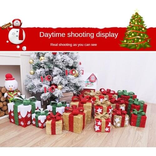 Three-piece Linen gift box Set Christmas gift box Gift box Snowflake gift bag Christmas decorations Christmas tree decoration