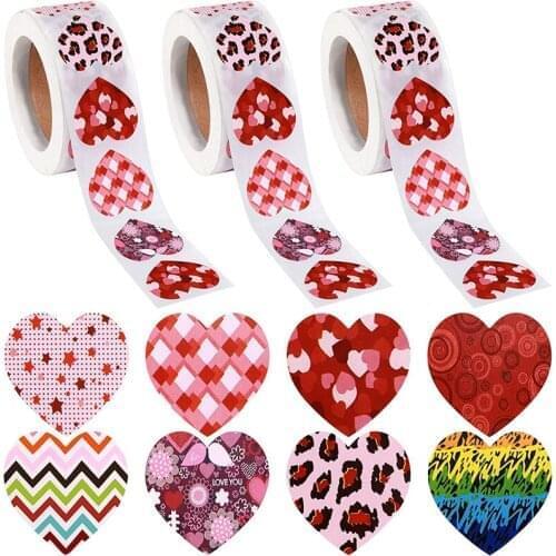 15 Roll Valentines Day Stickers Love Heart Sticker Birthday Decorative Seal Self-Adhesive Labels Party Supplies Wholesale X2