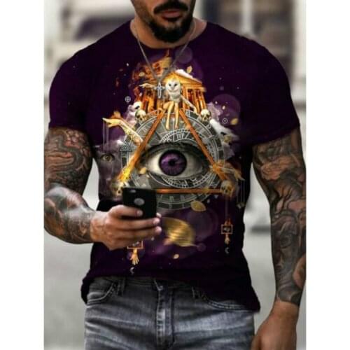 New Summer Mens Street Skull Head 3d Printing Unisex Clothes Loose and Comfortable Round Neck Sports Short-sleeved Mens T-shir