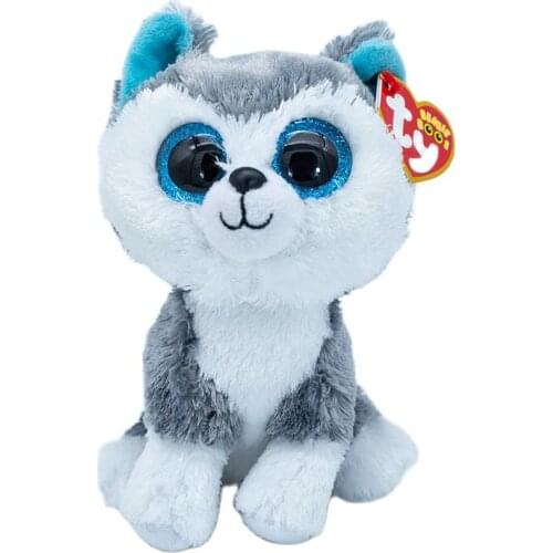 New 6" 15cm Ty Big Eyes Pea Velvet Big Glitter Eyes Slush the Husky Dog Animal Toy Collectible Boy Girl Christmas Birthday Gift