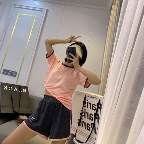 2021 summer new casual sportswear quick-drying suit home wear pajamas yoga short-sleeved shorts two-piece suit