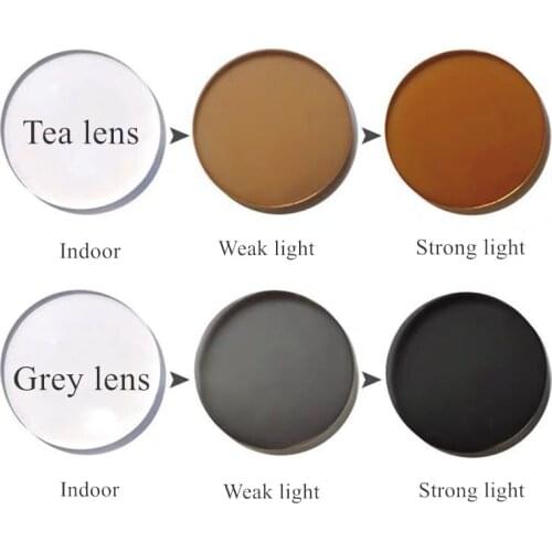 2 PCS Intelligent Photochromic Lens Computer Goggles Sunglasses Myopia Prescription Lentes Gafas A Pair Grey And Tea