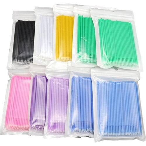 100Pcs/bag Disposable Micro Brush Eyelashes Extension Tools Individual Lash Removing Swab Micro Brush Applicator Wands Cosmetic