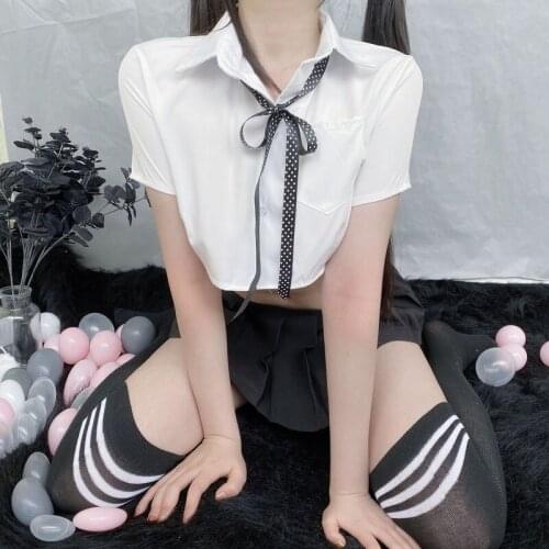 JIMIKO sexy student uniform white shirt mini pleated skirt woman cosplay costumes Kawaii sailor School Girl outfit Erotic Outfit
