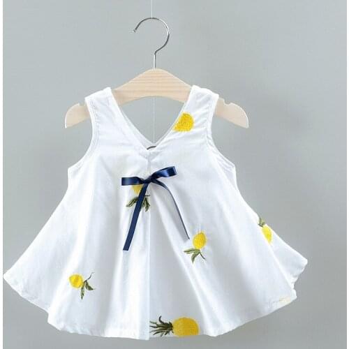 0-24M New Summer Girls Dress Cotton Bow Pineapple Print Dress Casual Cute Princess Baby Clothing Infant Baby Outfit Vestido